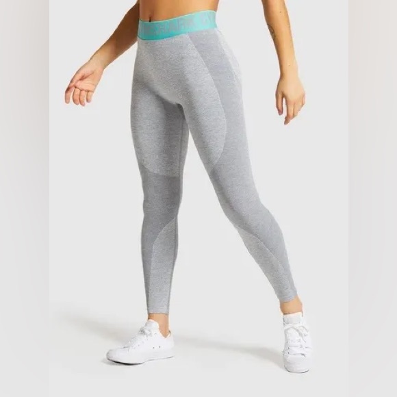 NWT Gymshark Flex Legging V3 light grey / turquoise sz XS - Picture 2 of 9